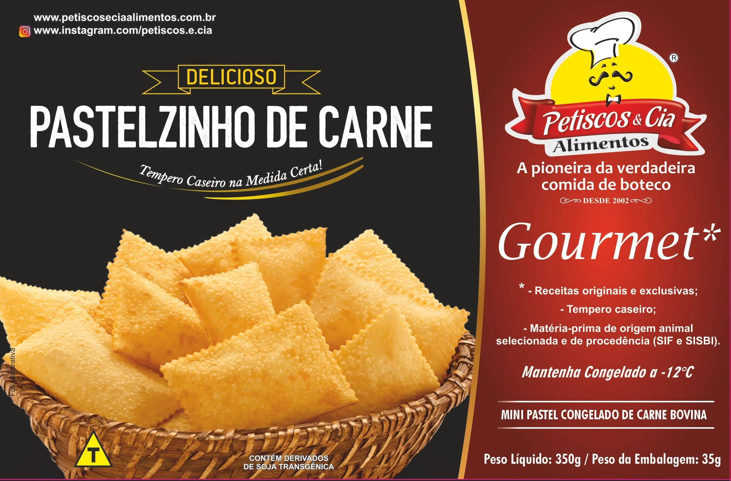 Pastel Recheado com Carne Bovina 350g